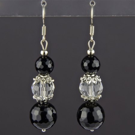 Серьги Агат, хрусталь "Мадлена" арт. с2645