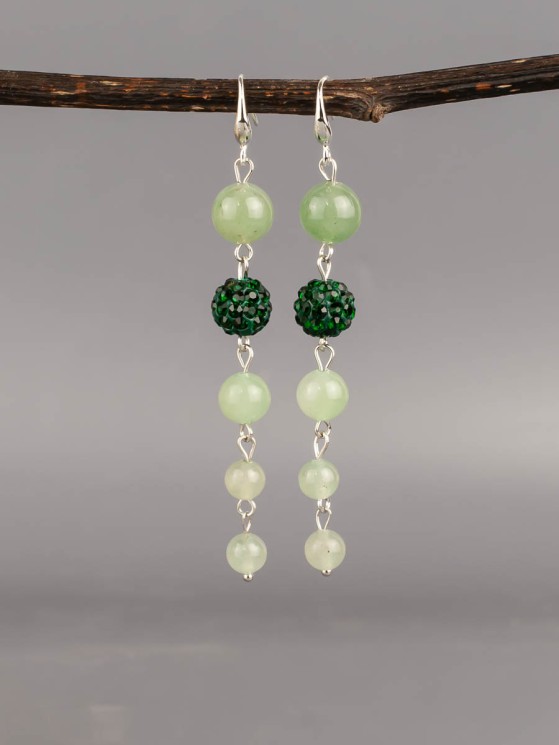 Серьги из нефрита "Ручеёк" 03-1597