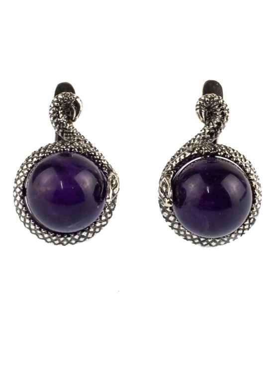 Серьги из аметиста "Мамба" сг-230-АМ
