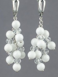 Серьги "Смородина" кахолонг, хрусталь нс-7876