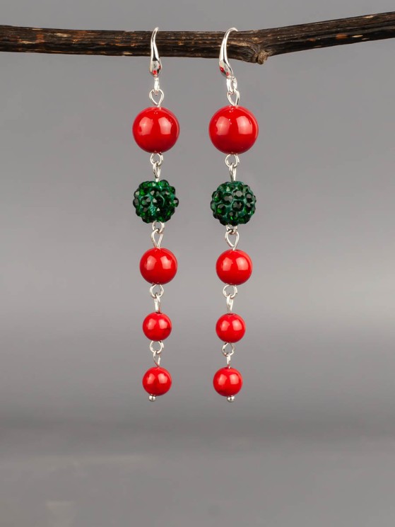 Серьги из им. коралла "Ручеёк" 03-1598