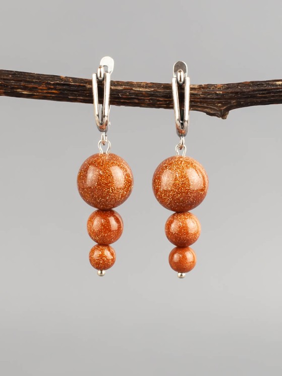 Серьги "Капель" авантюрин нс-7959