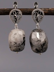 Серьги из кварца волосатика "Глэм-шик" 03-1550