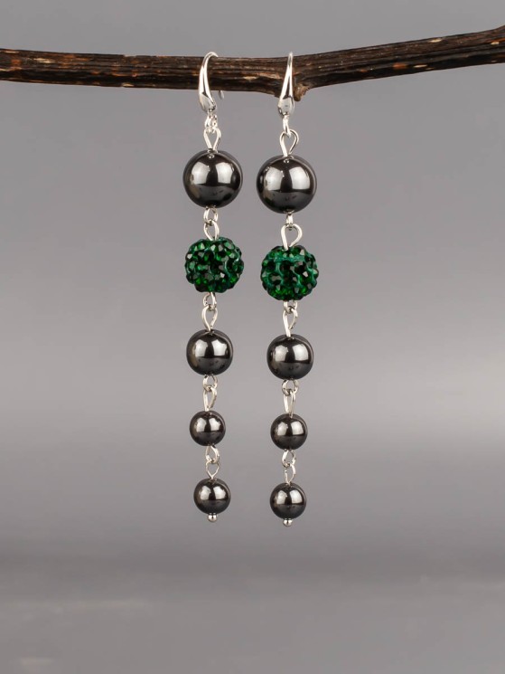 Серьги из гематита "Ручеёк" 03-1599