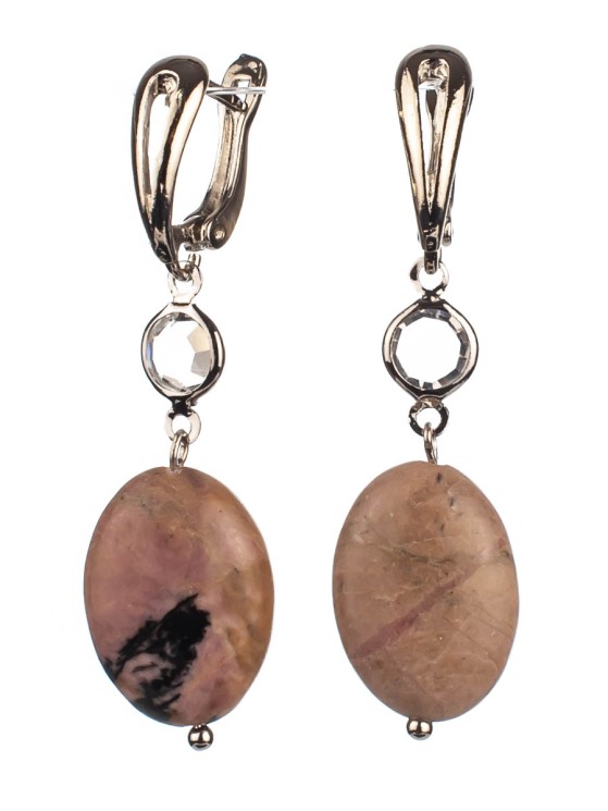 Серьги из родонита "Дива" 03-1339