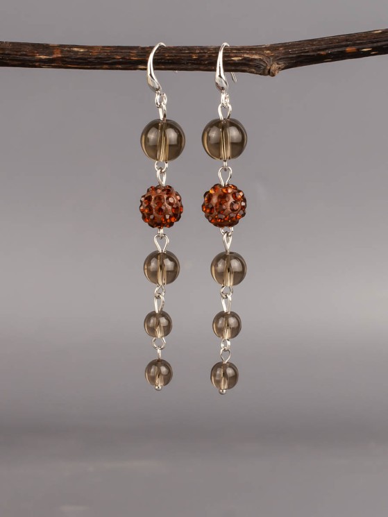 Серьги из раухтопаза "Ручеёк" 03-1600