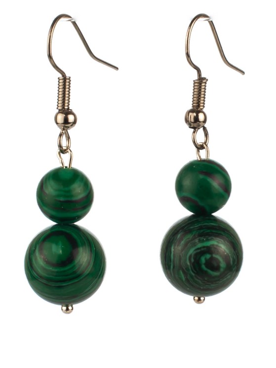 Серьги из им. малахита "Дарина" с9756