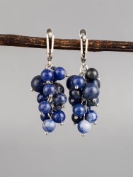 Серьги из содалита "Гроздь" 03-797