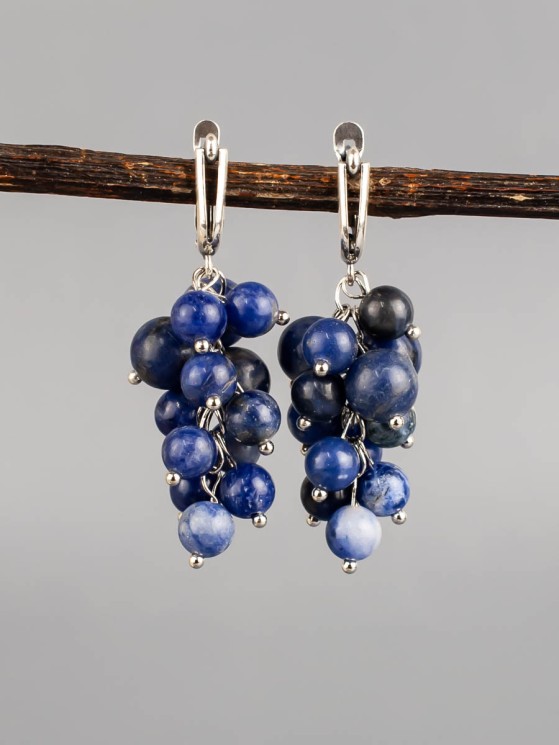 Серьги из содалита "Гроздь" 03-797