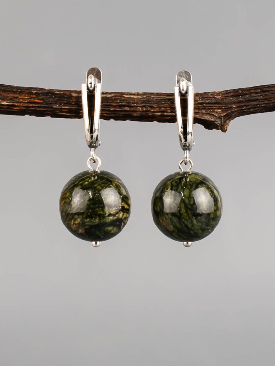 Серьги из змеевика "Классика 14" с9829