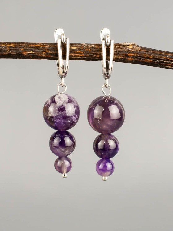 Серьги "Капель" аметист нс-7961