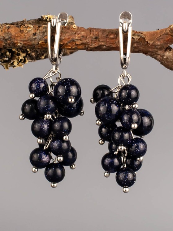 Серьги из авантюрина "Гроздь" 03-1507