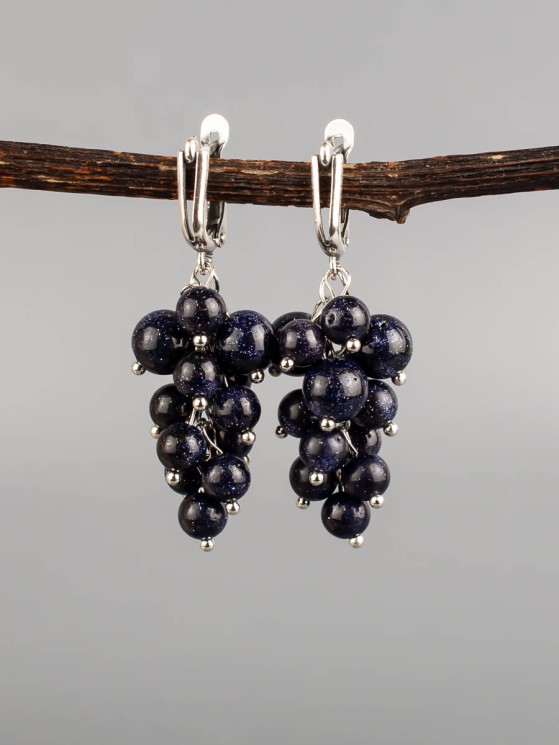 Серьги из авантюрина "Гроздь" 03-1507