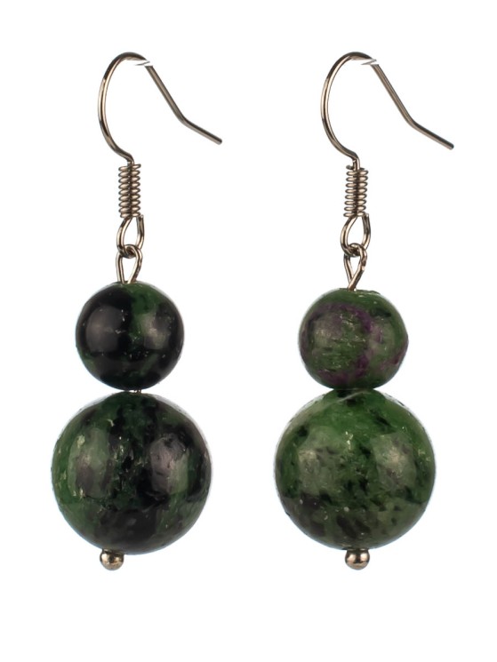 Серьги из цоизита "Дарина" с9757