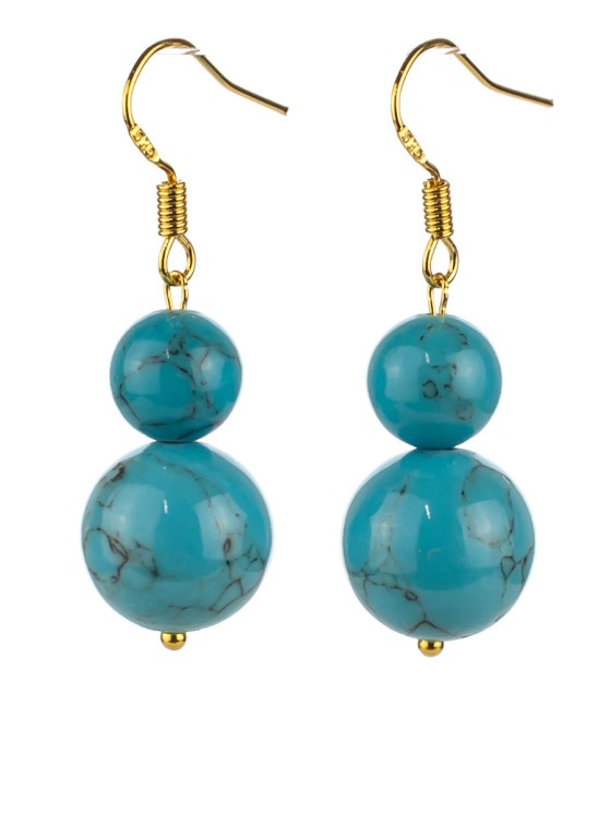 Серьги из им. бирюзы "Дарина" с9758