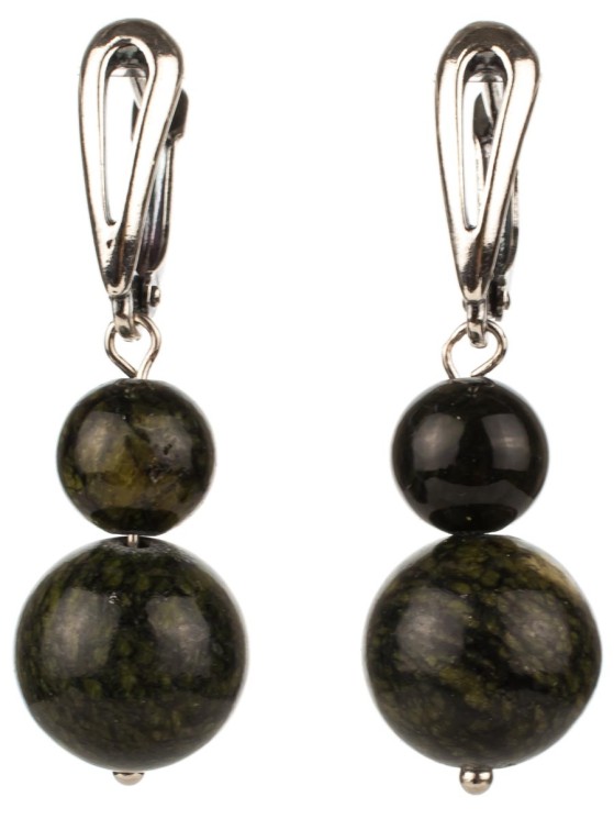 Серьги из змеевика "Дарина" с9149