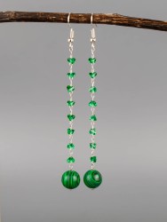 Серьги из им. малахита "Карамель" 03-1692