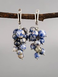 Серьги из содалита "Гроздь" 03-803