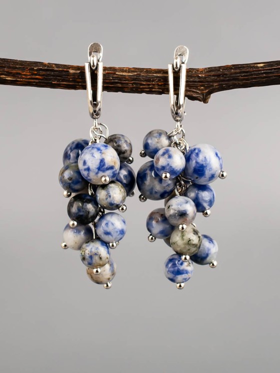 Серьги из содалита "Гроздь" 03-803