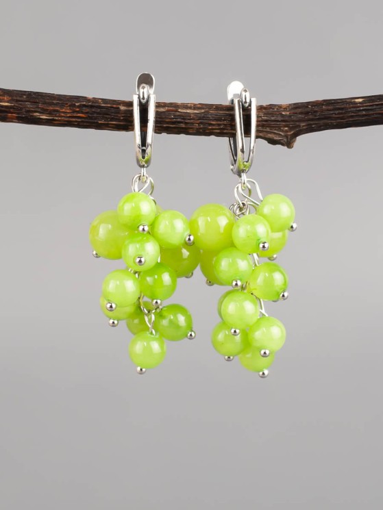 Серьги из оникса "Гроздь" 03-801