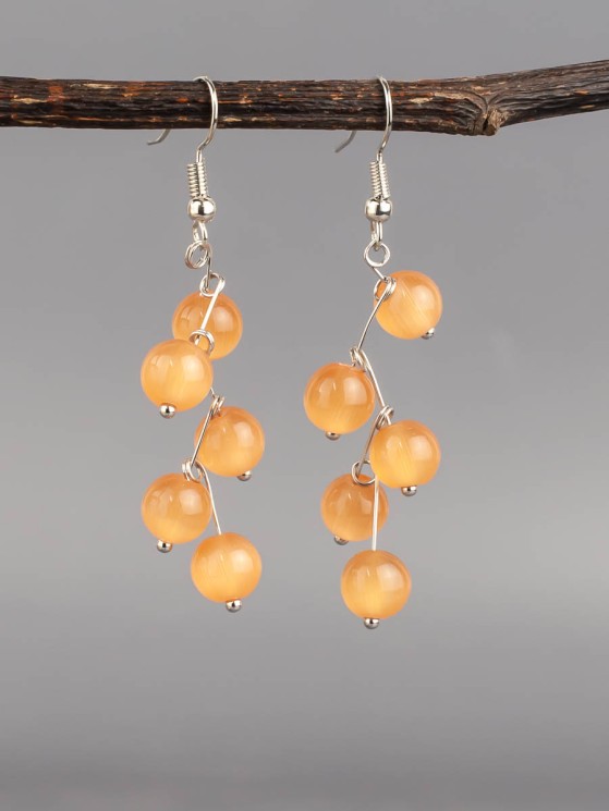 Серьги из кошачьего глаза "Ёлочка" 03-1608