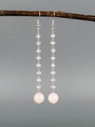 Серьги из розового кварца "Карамель" 03-1694