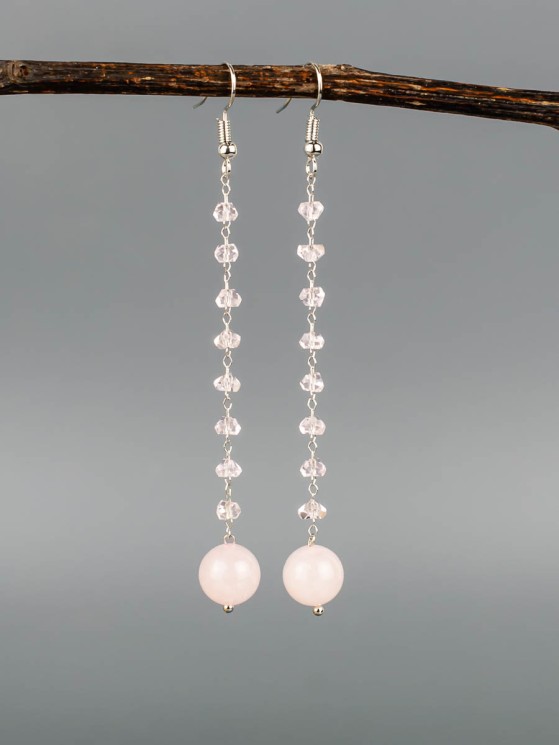 Серьги из розового кварца "Карамель" 03-1694