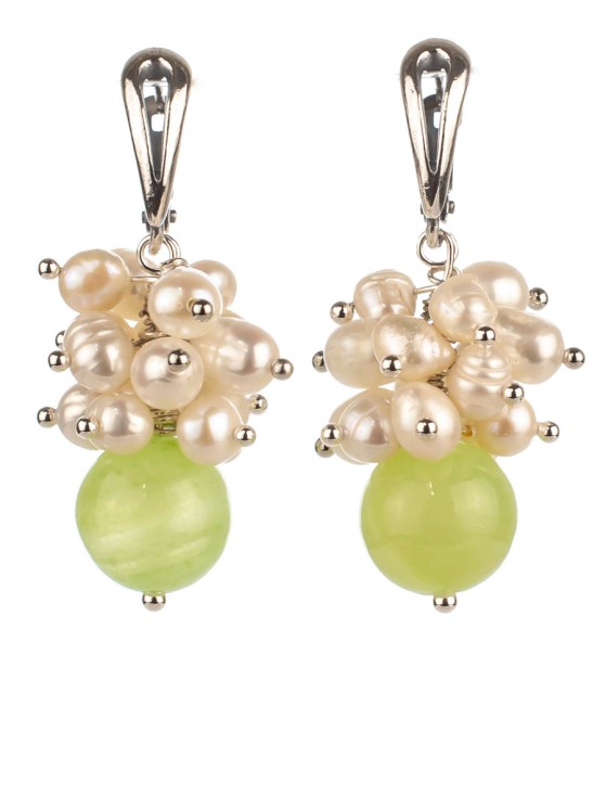 Серьги из жемчуга и оникса "Мелодия" 03-695