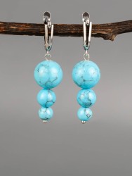 Серьги "Капель" иск. бирюза нс-7973