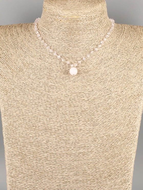 Колье с розового кварца "Карамель" 01-1302