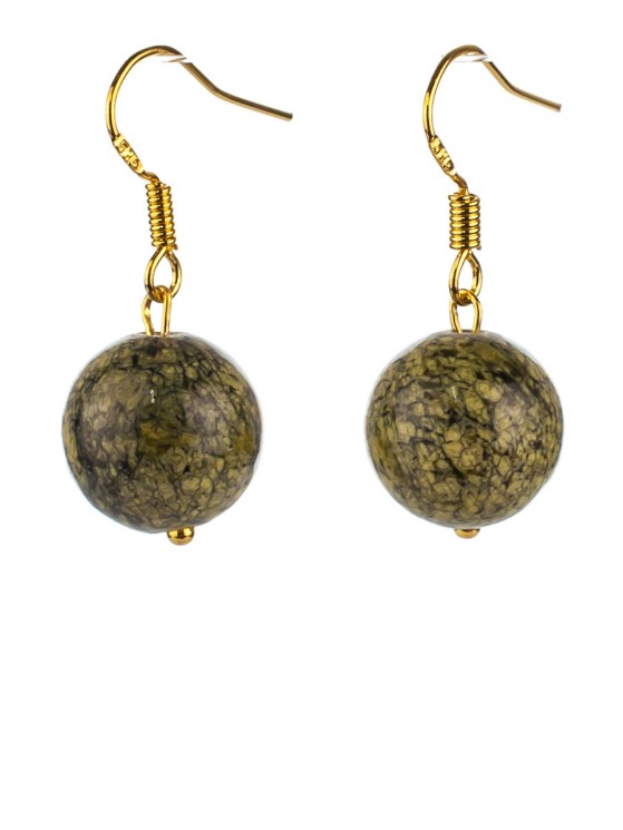 Серьги из змеевика "Классика 12" с9763