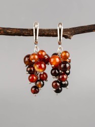 Серьги из сардоникса "Гроздь" 03-805