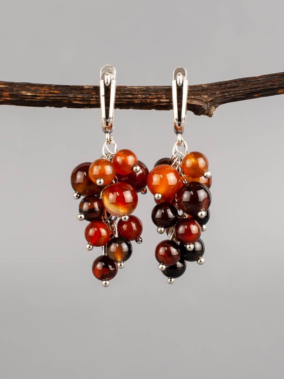 Серьги из сардоникса "Гроздь" 03-805