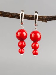 Серьги "Капель" иск. коралл нс-7971