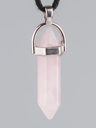 Кулон со шнурком «Кристалл» розовый кварц пд-кам4097