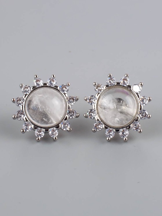 Серьги-пусеты из горного хрусталя "Радость" 03-1298