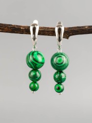 Серьги "Капель" иск. малахит нс-7969