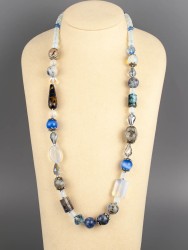 Бусы из содалита "Сердце океана" 10-213