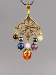 Кулон-оберег со шнурком  "7 Камней - на Счастье" пд-1096