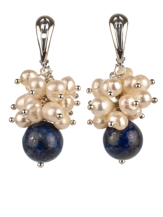 Серьги из жемчуга и лазурита "Мелодия" 03-699