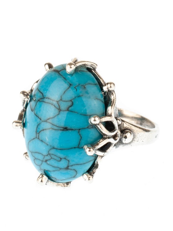 Кольцо из иск. бирюзы "Венец" кг-992-БРГ