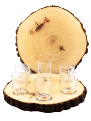 Набор досок из дерева для сервировки закусок и напитков d 23-24 см ПС-012