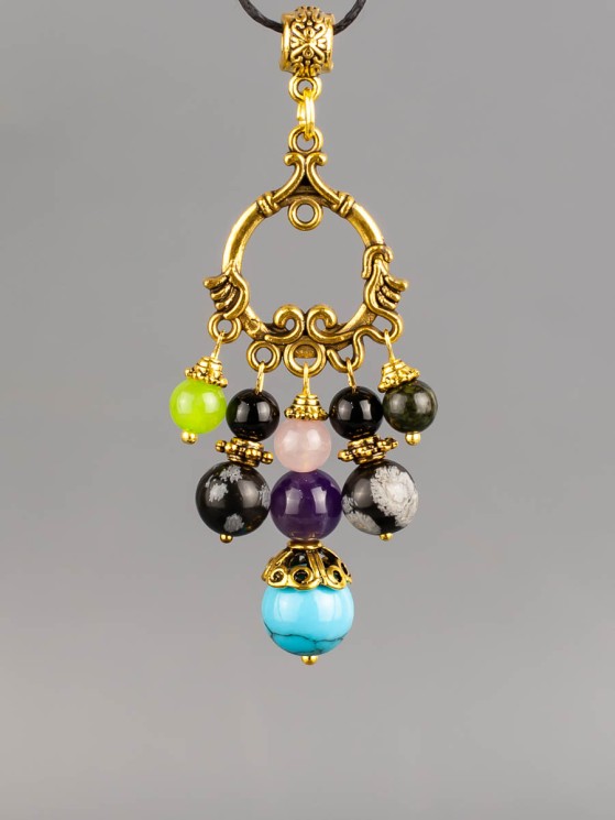 Кулон-оберег со шнурком  "7 Камней - Стрелец" пд-1097