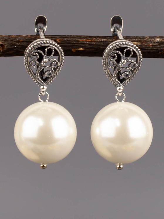 Серьги из жемчуга Майорка "Классика 16" 03-1559