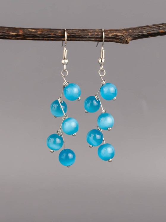 Серьги из кошачьего глаза "Ёлочка" 03-1614