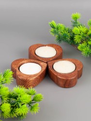 Подсвечник из дерева дуб 6х6 см "Сердечко" 3 шт. ТВ-2126