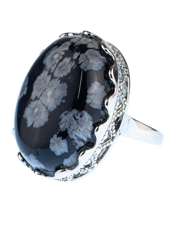 Кольцо из обсидиана "Коронация" 04-106