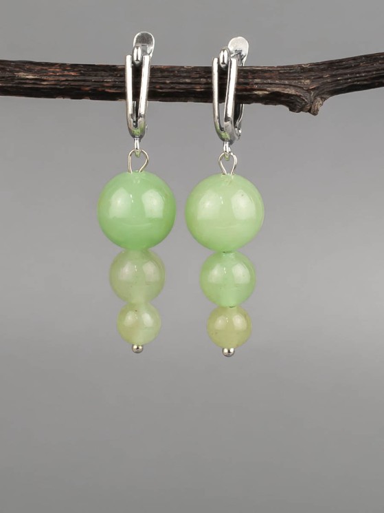 Серьги "Капель" нефрит нс-7972