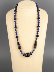 Бусы из соколиного глаза "Сердце океана" 10-216