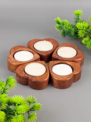 Подсвечник из дерева дуб 6х6 см "Сердечко" 5 шт. ТВ-2125